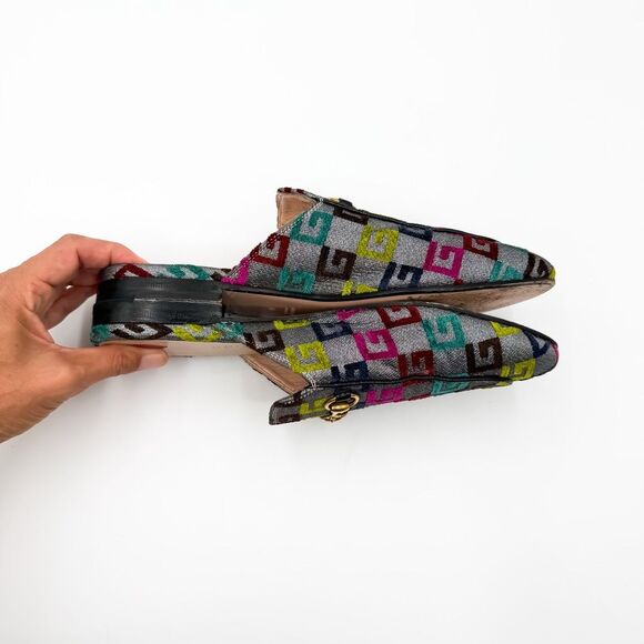 Gucci Princetown Horsebit Lurex Velvet Loafer Mules GG EU 40 US 10 - Picture 5 of 11